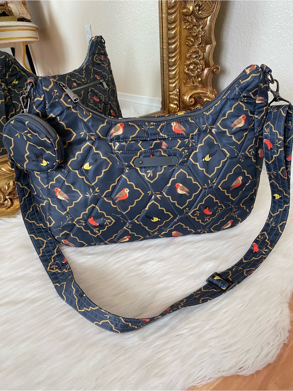 Lug Winger Hobo Bag in Songbirds Grey - Picture 2 of 13